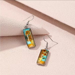 SOLD ‼️New Van Gogh Inspired Glass/Silver Dangle Earrings!